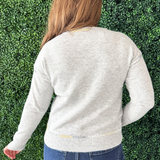 Multi Color Stitch Accent Crew Neck Pullover Sweater