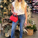 Pearl Trim Sleeveless Knit Sweater Top