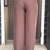 Contrast Waisted Band Wide Leg Pants