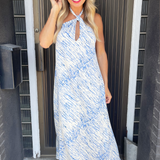 Halter Twist Neck Maxi Dress