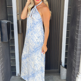 Halter Twist Neck Maxi Dress