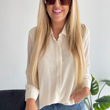 Long Sleeve Woven Shirt Pleat Back