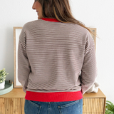 Contrast Crew Neck with V-Neck Detail