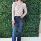 Pinstriped Long Sleeve Mock Neck Sweater