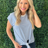 Tie Front Striped T-Shirt