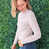 Pinstriped Long Sleeve Mock Neck Sweater