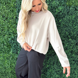 High Low Ruched Bubble Hem Long Sleeve Top