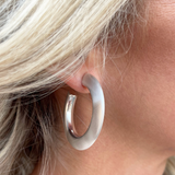 High Polished Satin Plating Hoop Earrings
