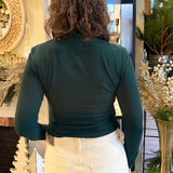 Lyocell Turtle Neck Button Cuff Top