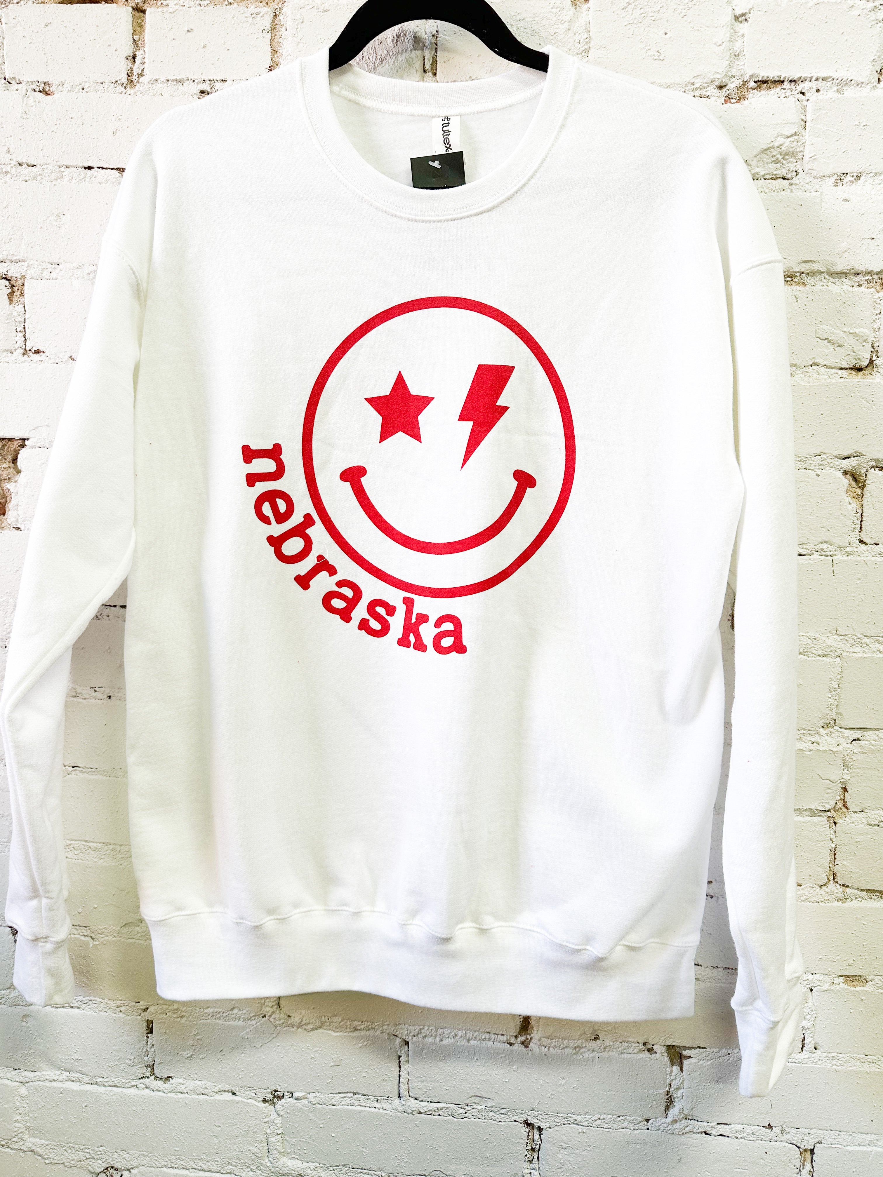 Star Bolt Smiley Nebraska Sweatshirt