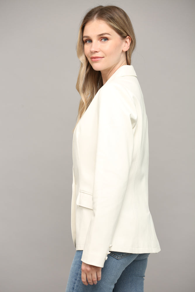 Faux Leather Blazer