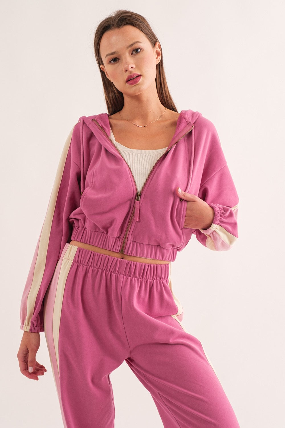 Relaxed Fit Colorful Side Sweat Set- Top