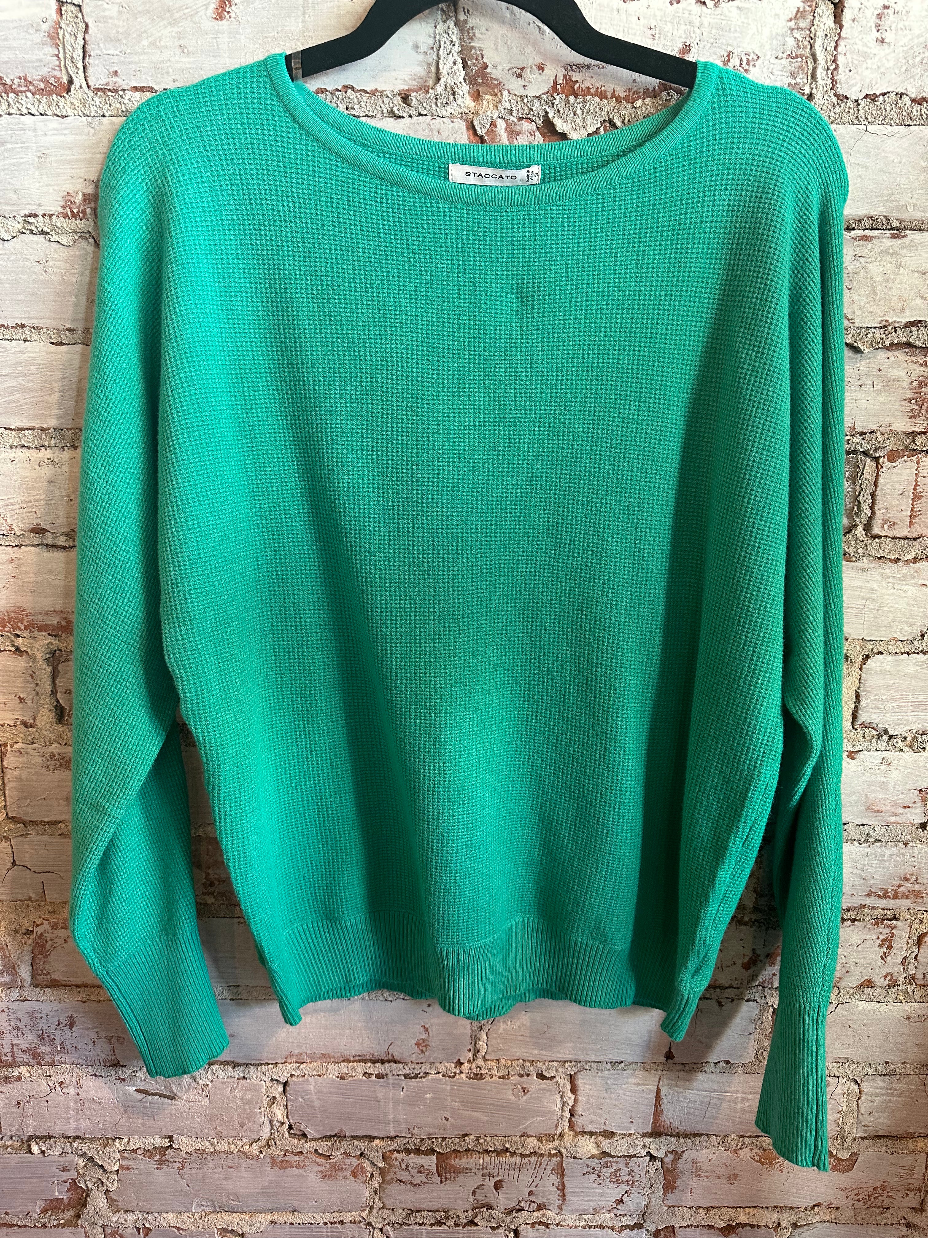Boat Neck Ribbed Shoulder Long Sleeve
