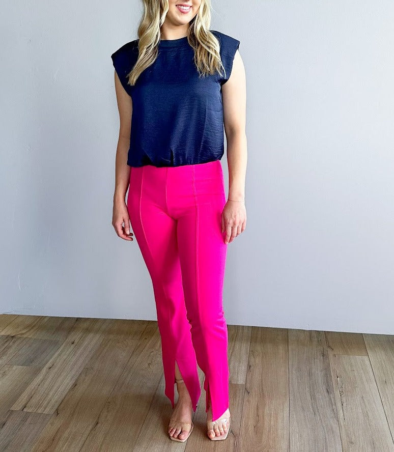 Front Slit Hem Flare Pants