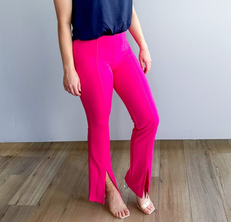 Front Slit Hem Flare Pants