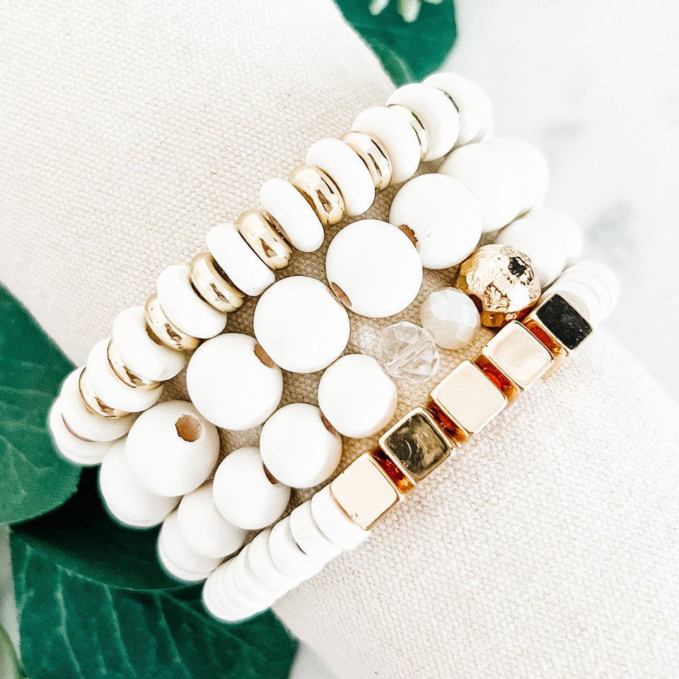 4-Strand Wood Bead Bracelet Set
