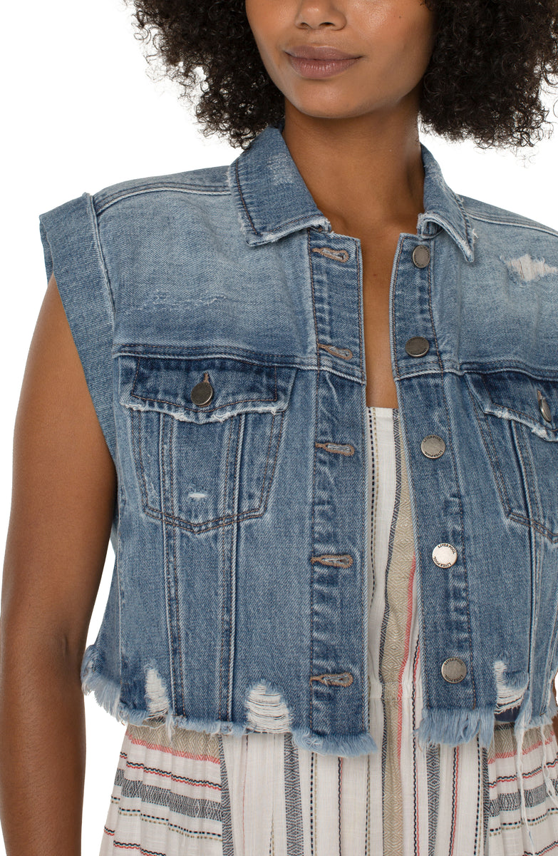 Cropped Sleeveless Jacket