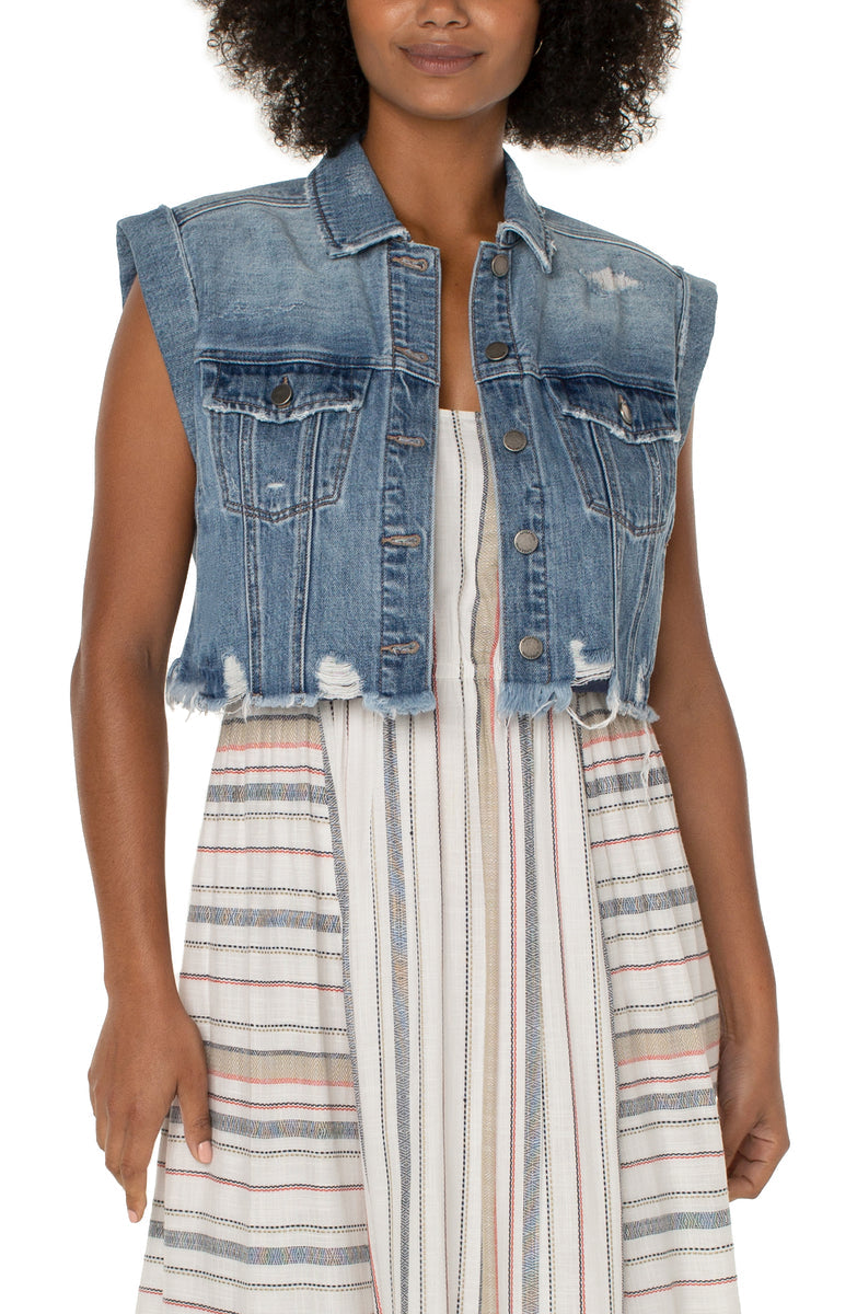 Cropped Sleeveless Jacket