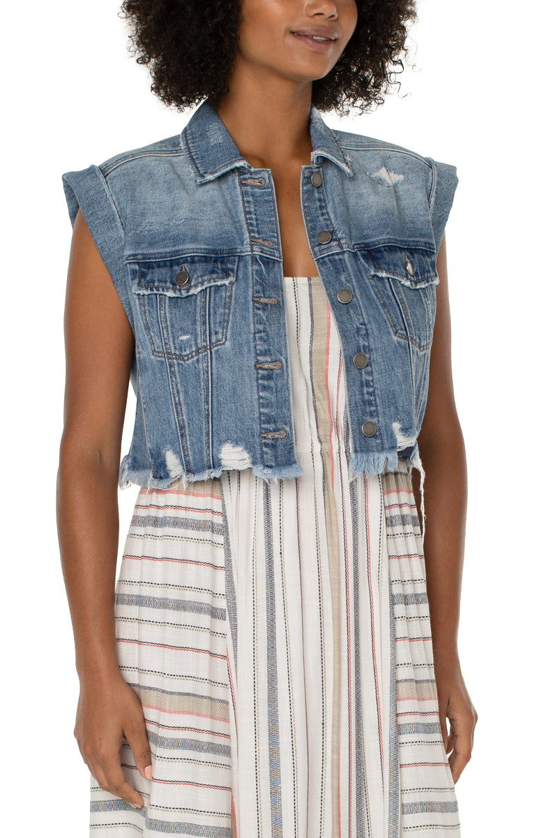 Cropped Sleeveless Jacket