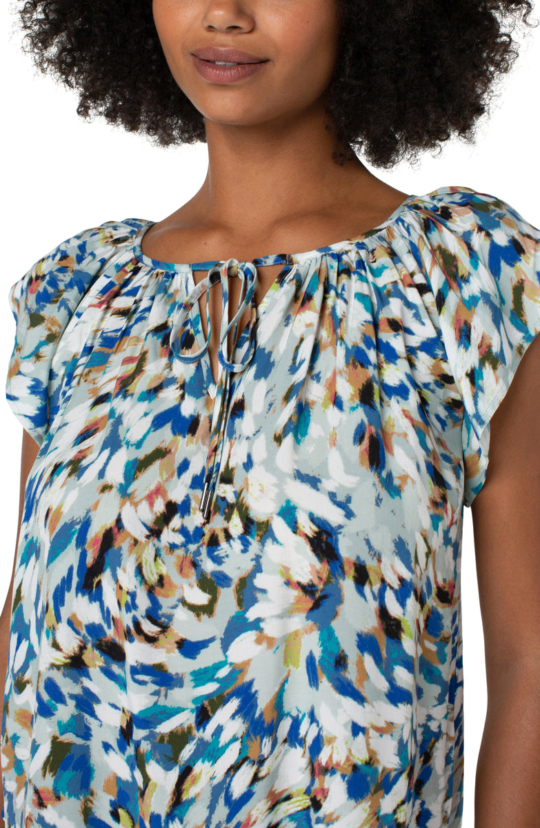 Petal Sleeve Woven Top W/ Neck Ties