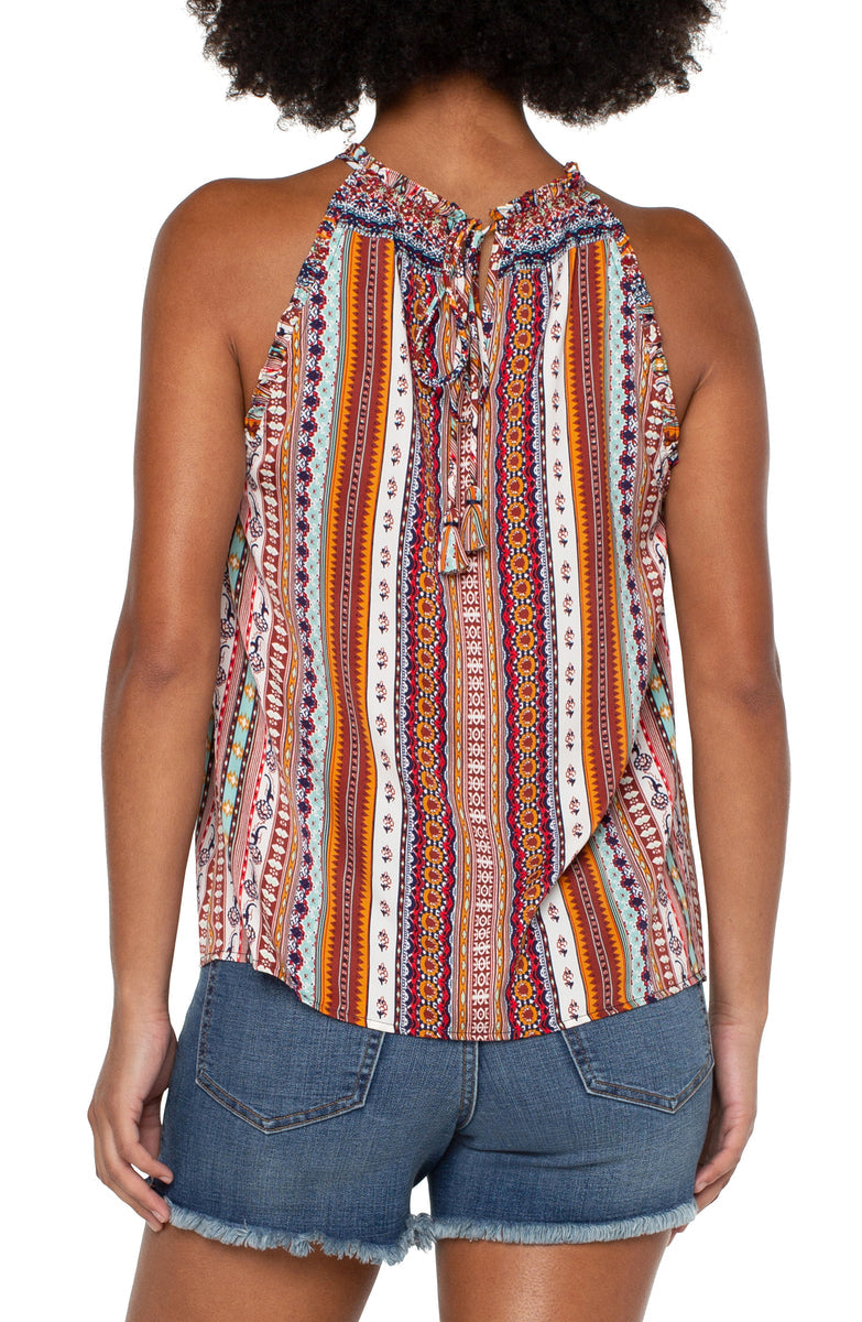 Sleeveless Halter Top W/ Ruffles