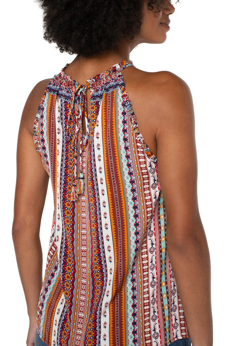 Sleeveless Halter Top W/ Ruffles