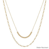 Water Resistant Double Layered Beaded Chain Necklace