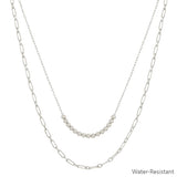 Water Resistant Double Layered Beaded Chain Necklace