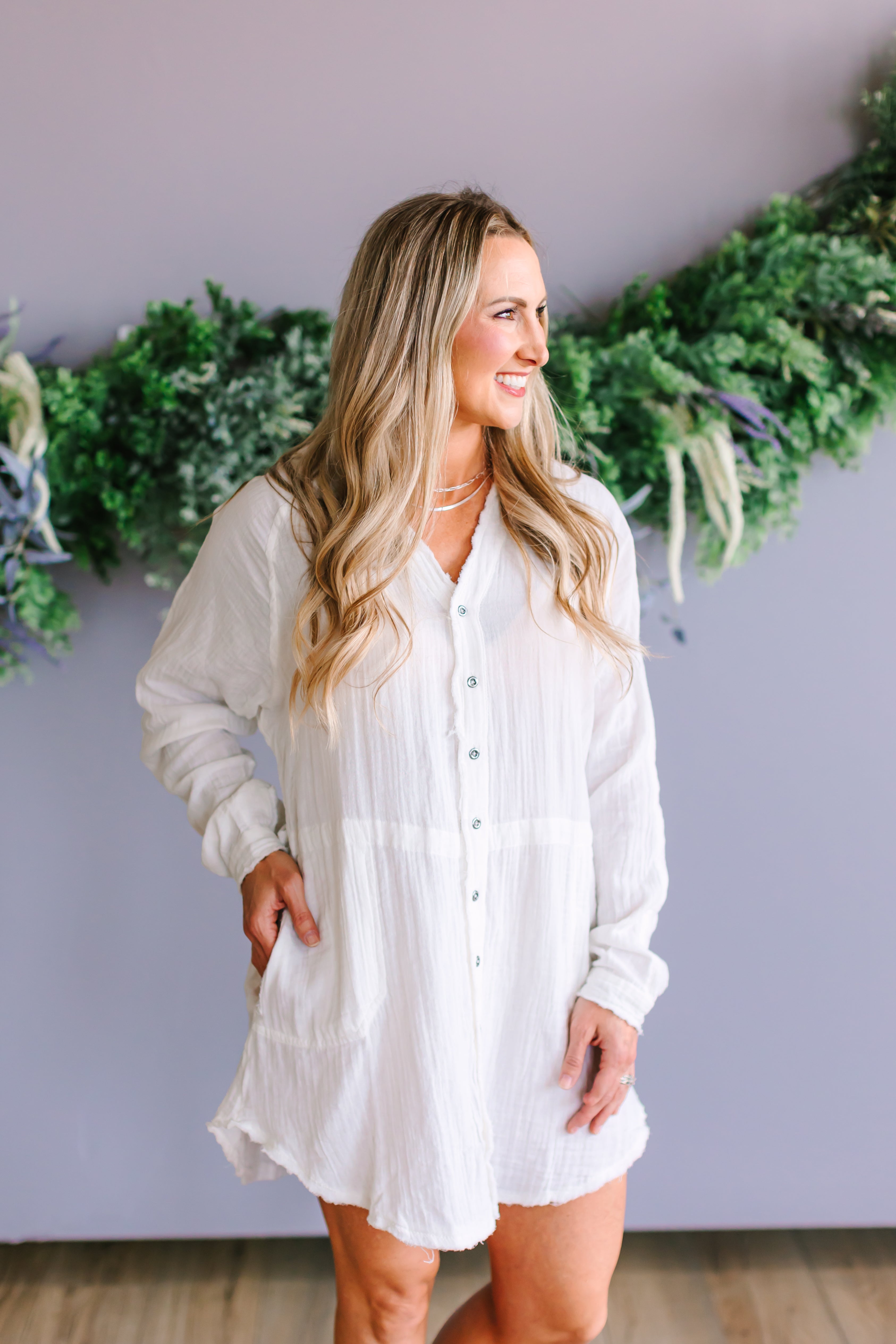 Button Front Gauze Tunic