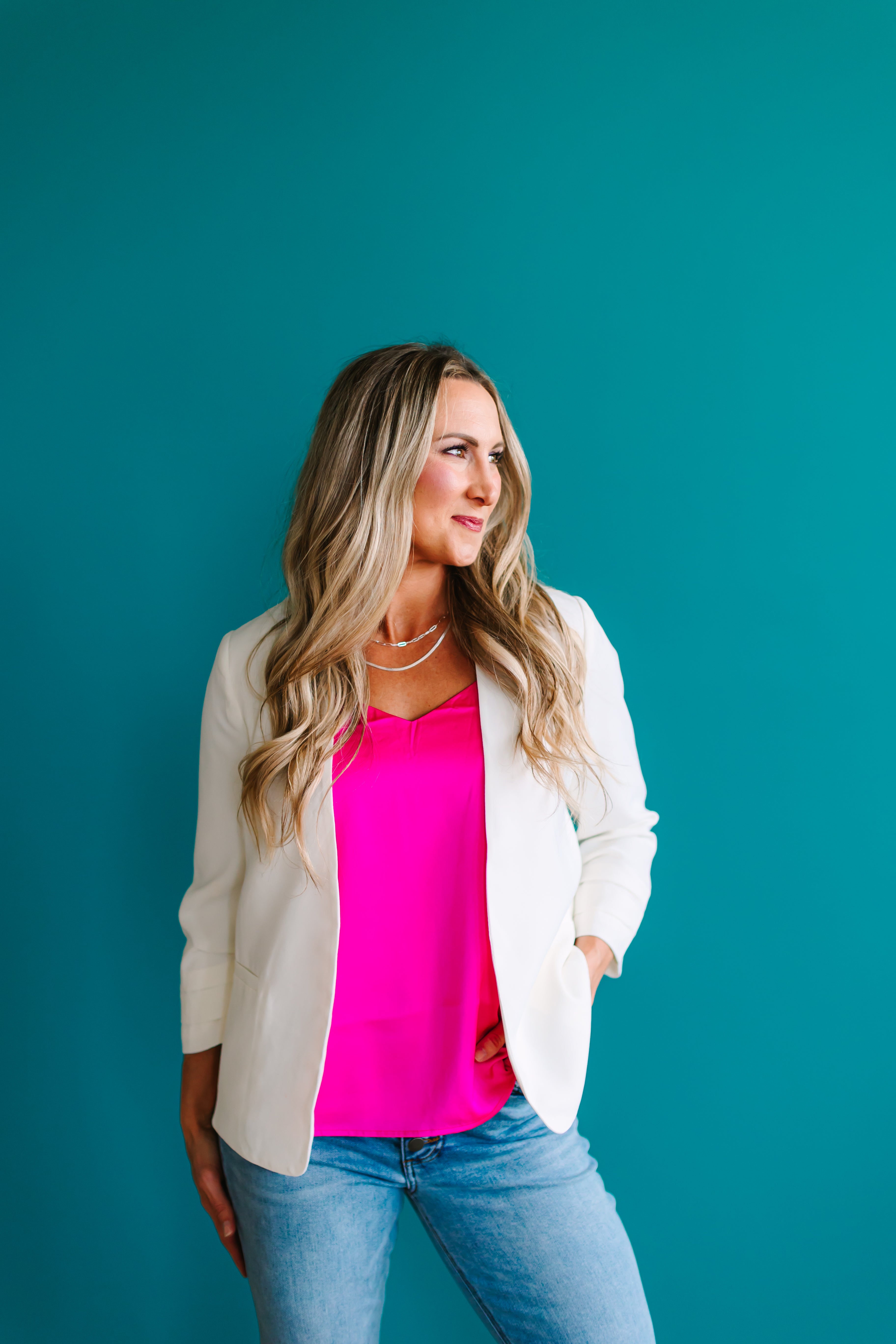Collarless Pleated Sleeve Blazer