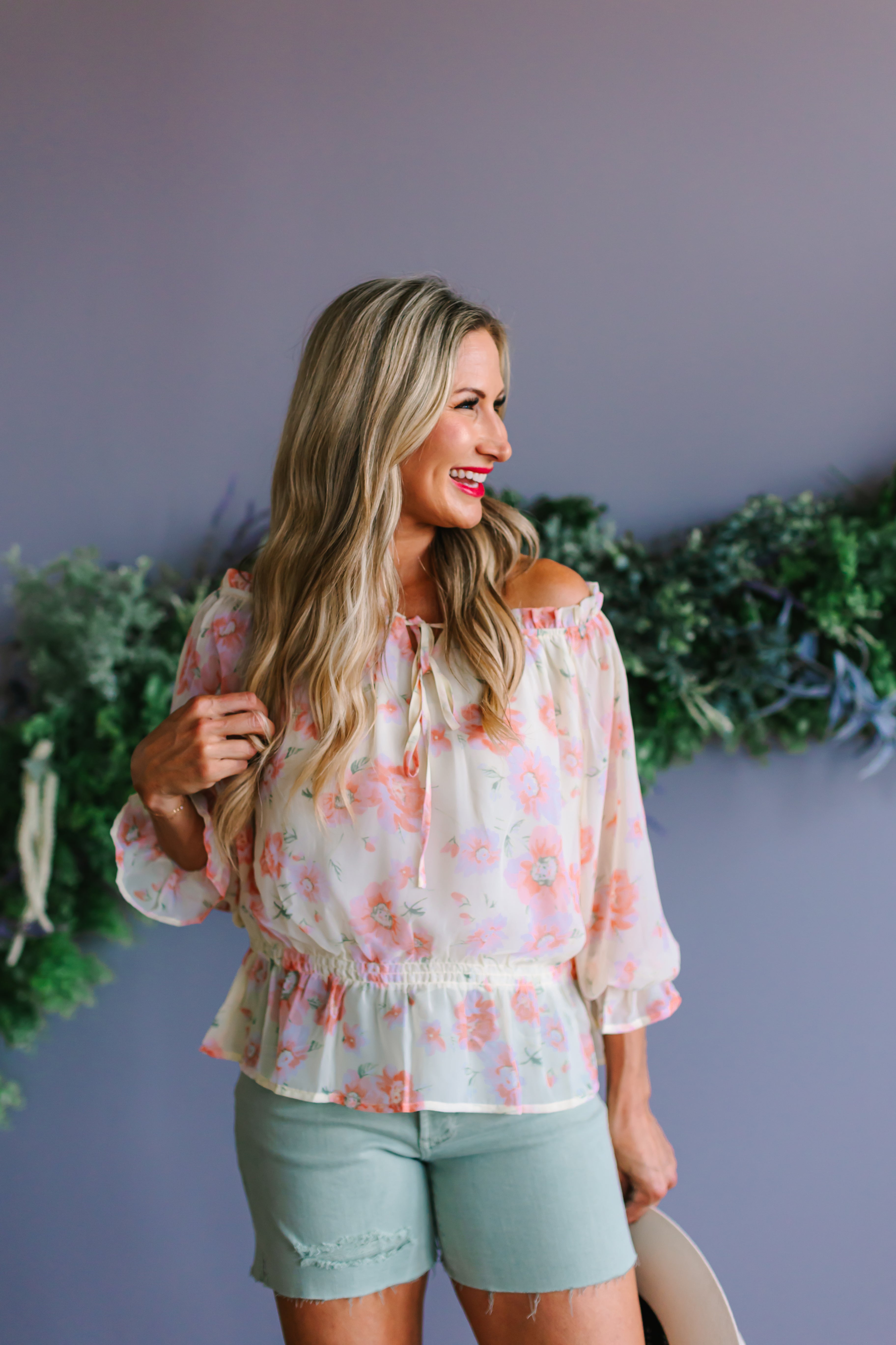 Floral Chiffon Off Shoulder Top