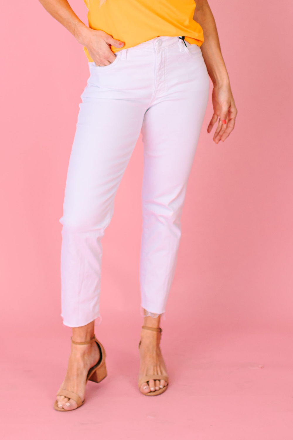 Reese High Rise Straight Raw Hem Ankle