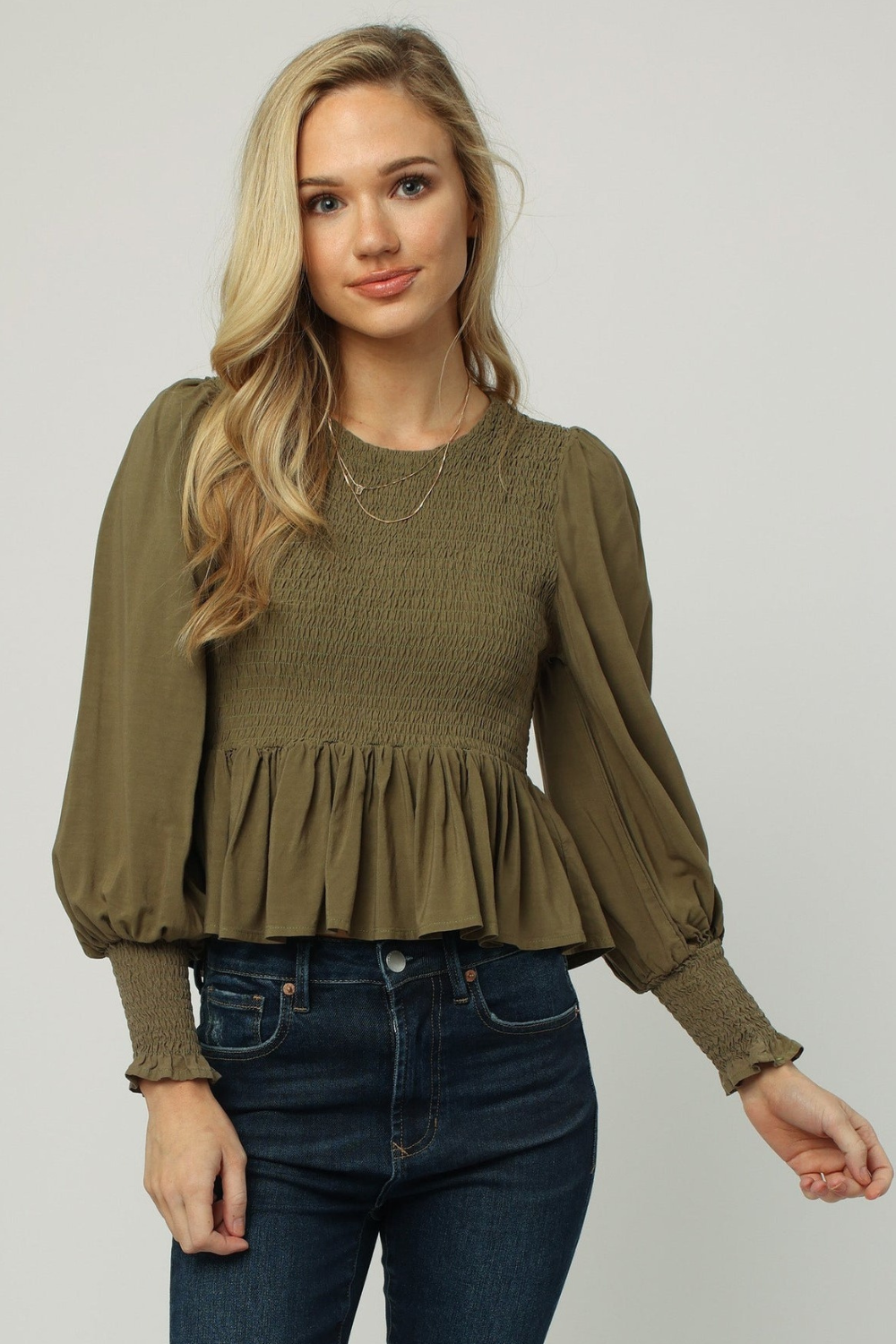 Xaria Smocked Body Peplum Top