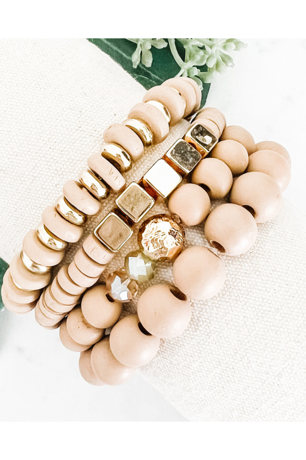 4-Strand Wood Bead Bracelet Set