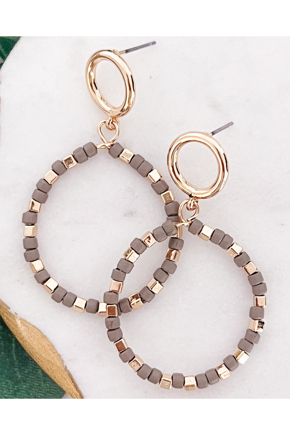 Beaded Circle Dangle Earrings