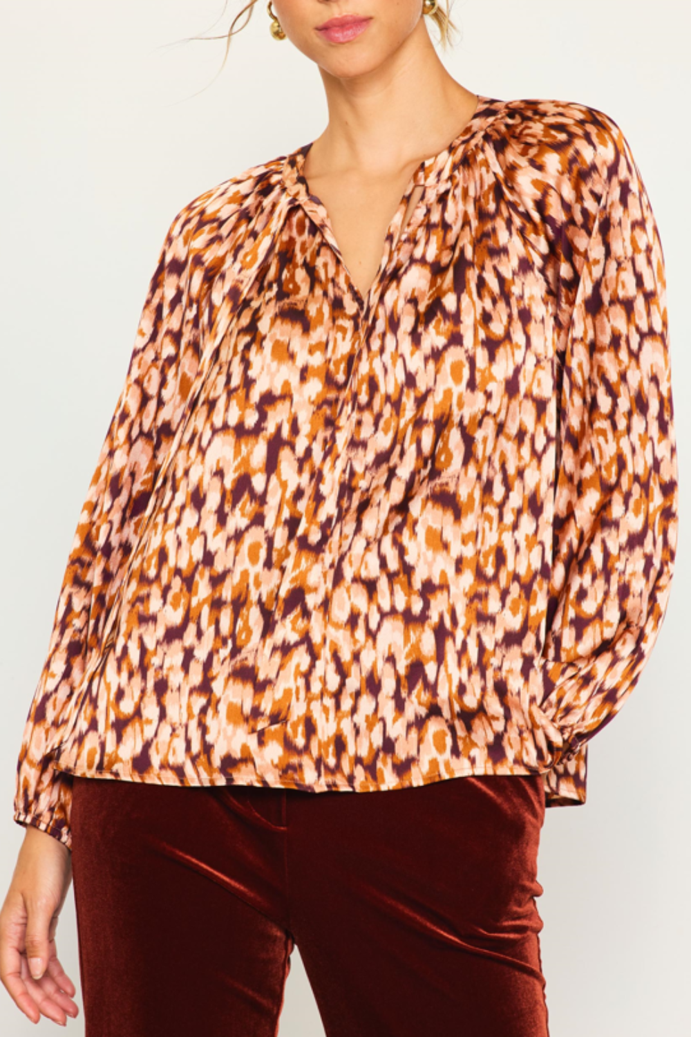 Animal Print Long Sleeve Blouse