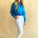 Twist Front Button Up Long Sleeve