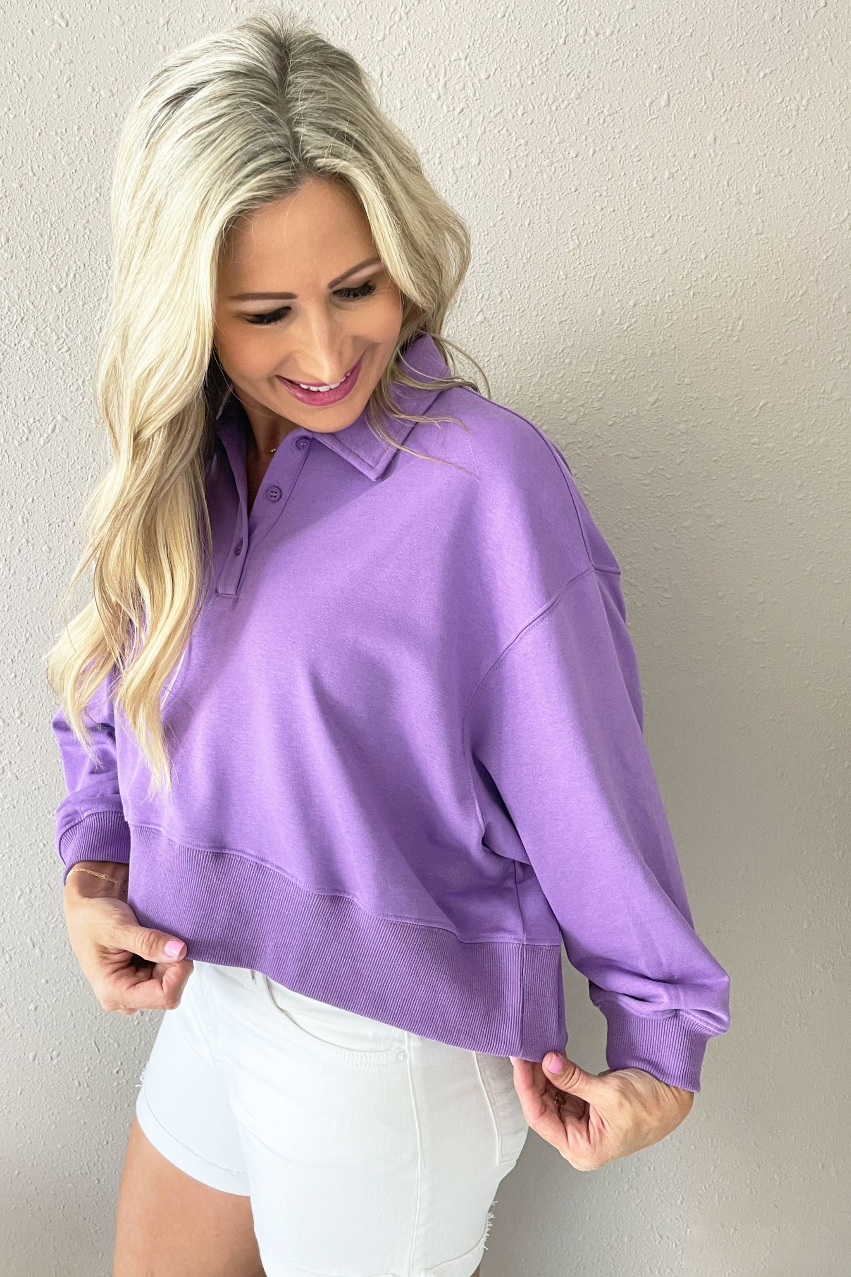 Collared Button Detail Pullover