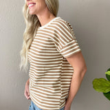 Texture Striped Knit Short Sleeve
