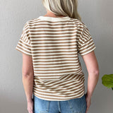 Texture Striped Knit Short Sleeve