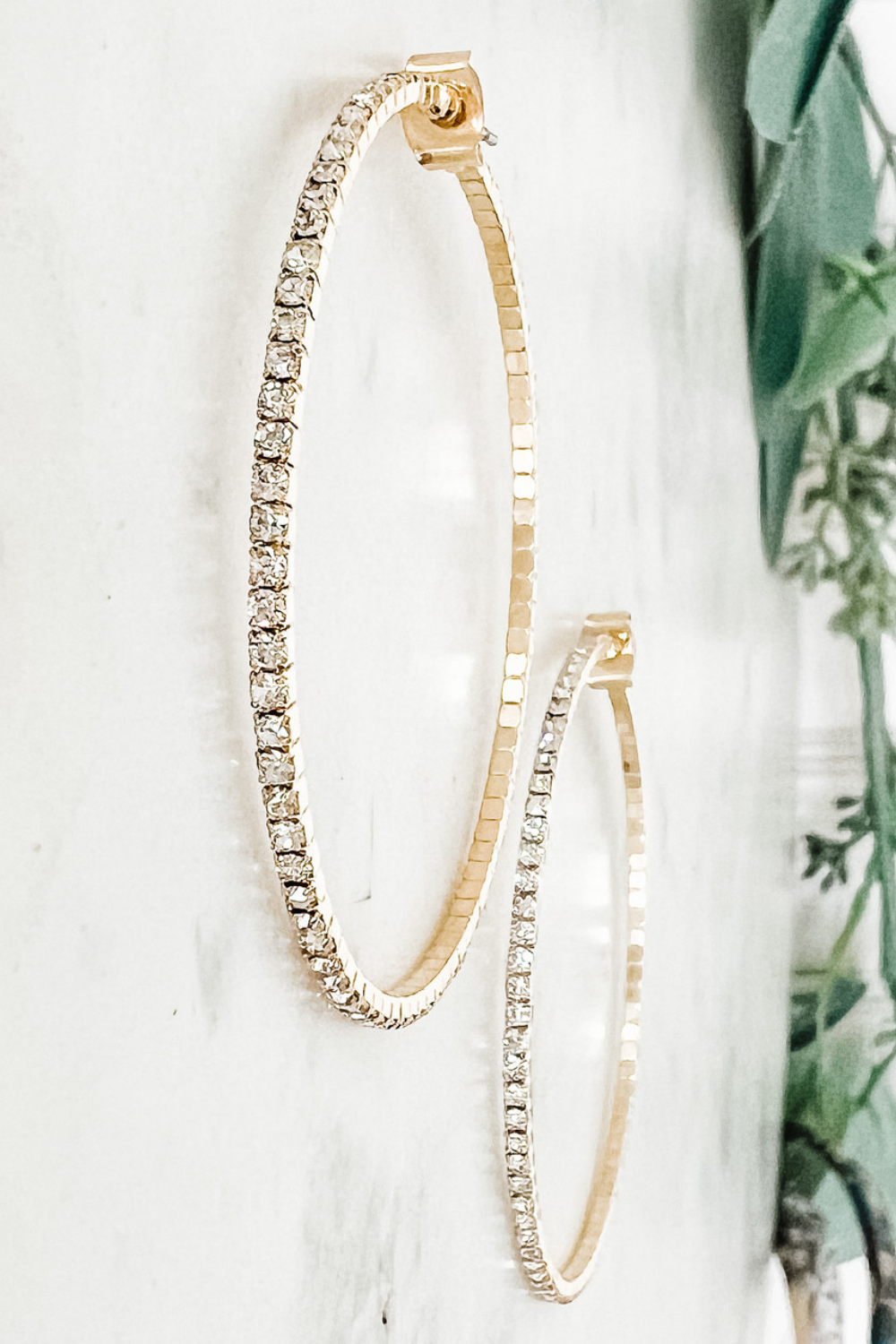 50mm Crystal Wire Hoop Earrings