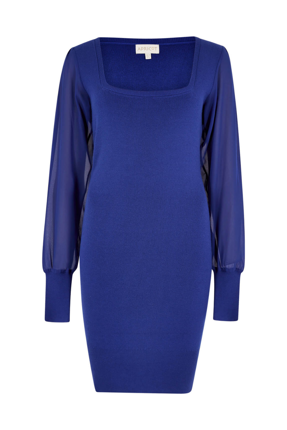 Square Neck Chiffon Sleeve Knit Dress