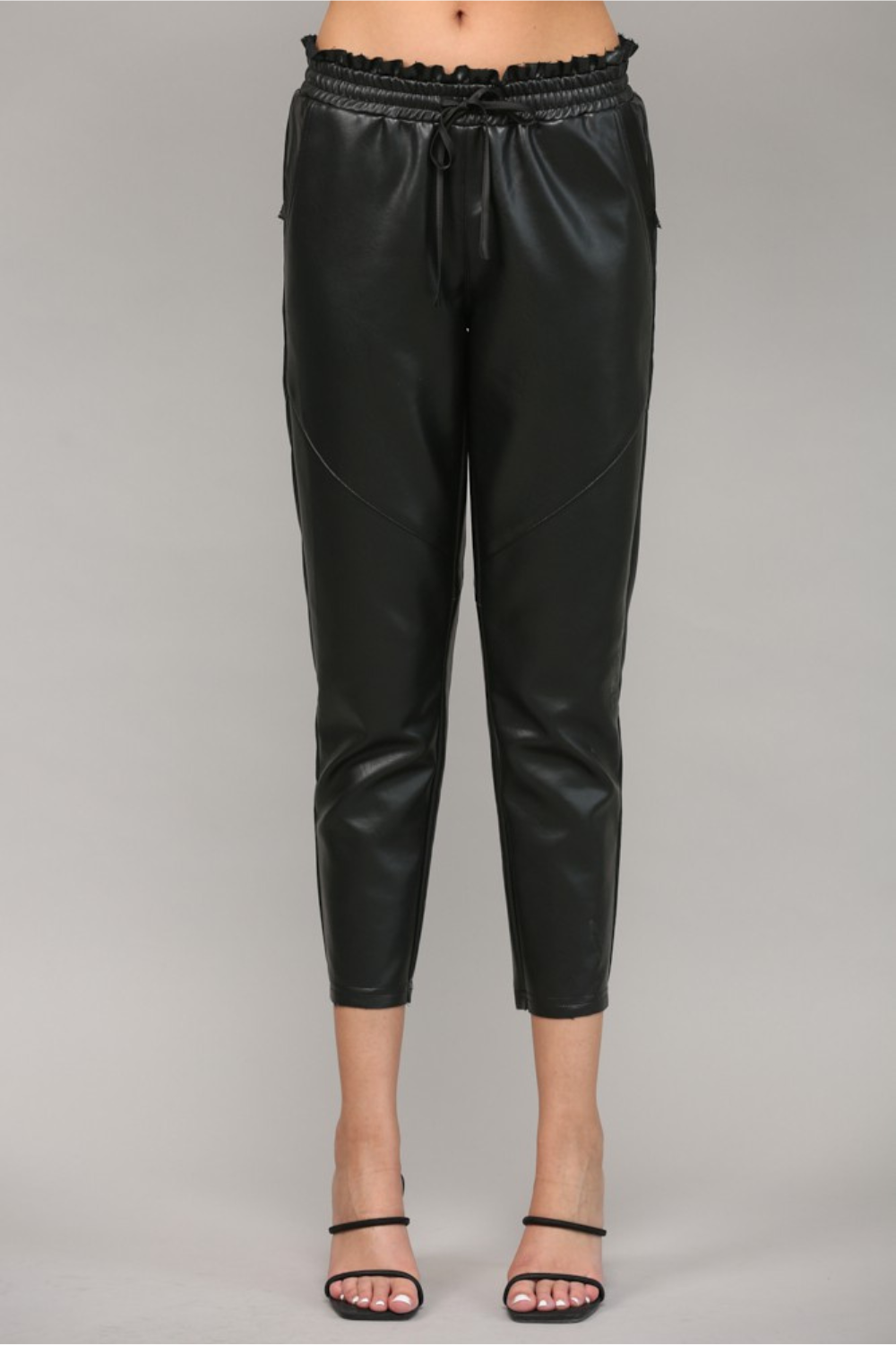 Faux Leather Drawstring Waist Pants