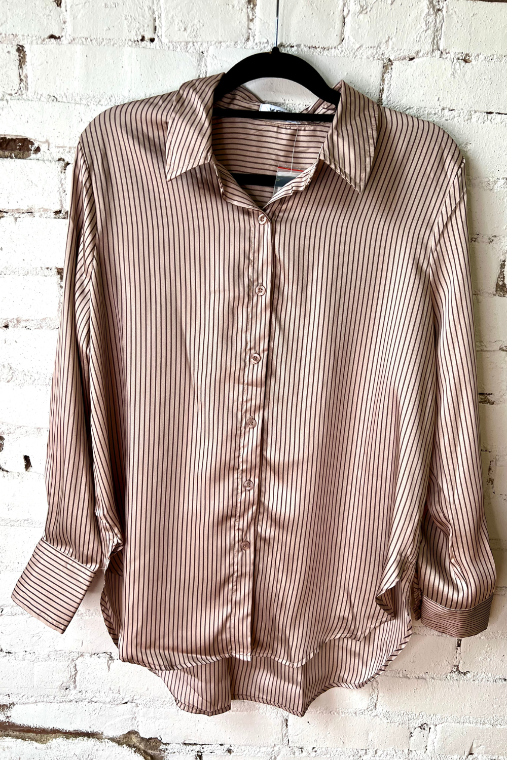 Collared Button Down Striped Top