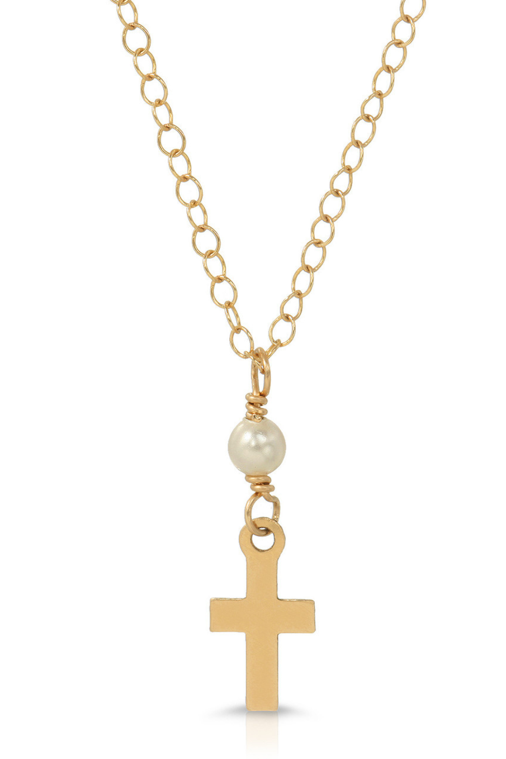 Tiny Cross With Pearl Necklace