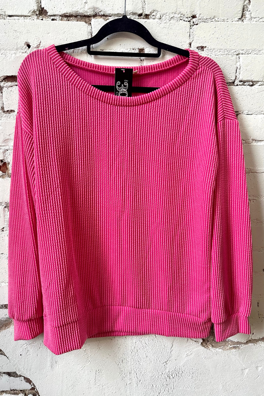 Ribbed Round Neck Colorful Pullover