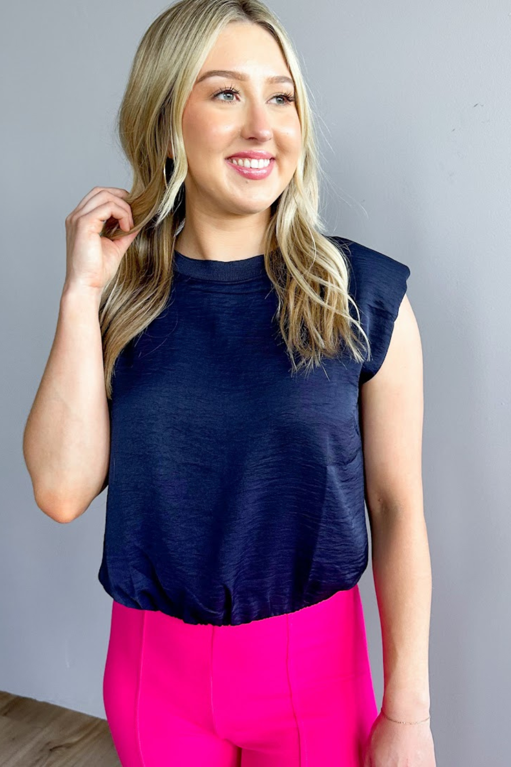 Satin Bubble Muscle Tank