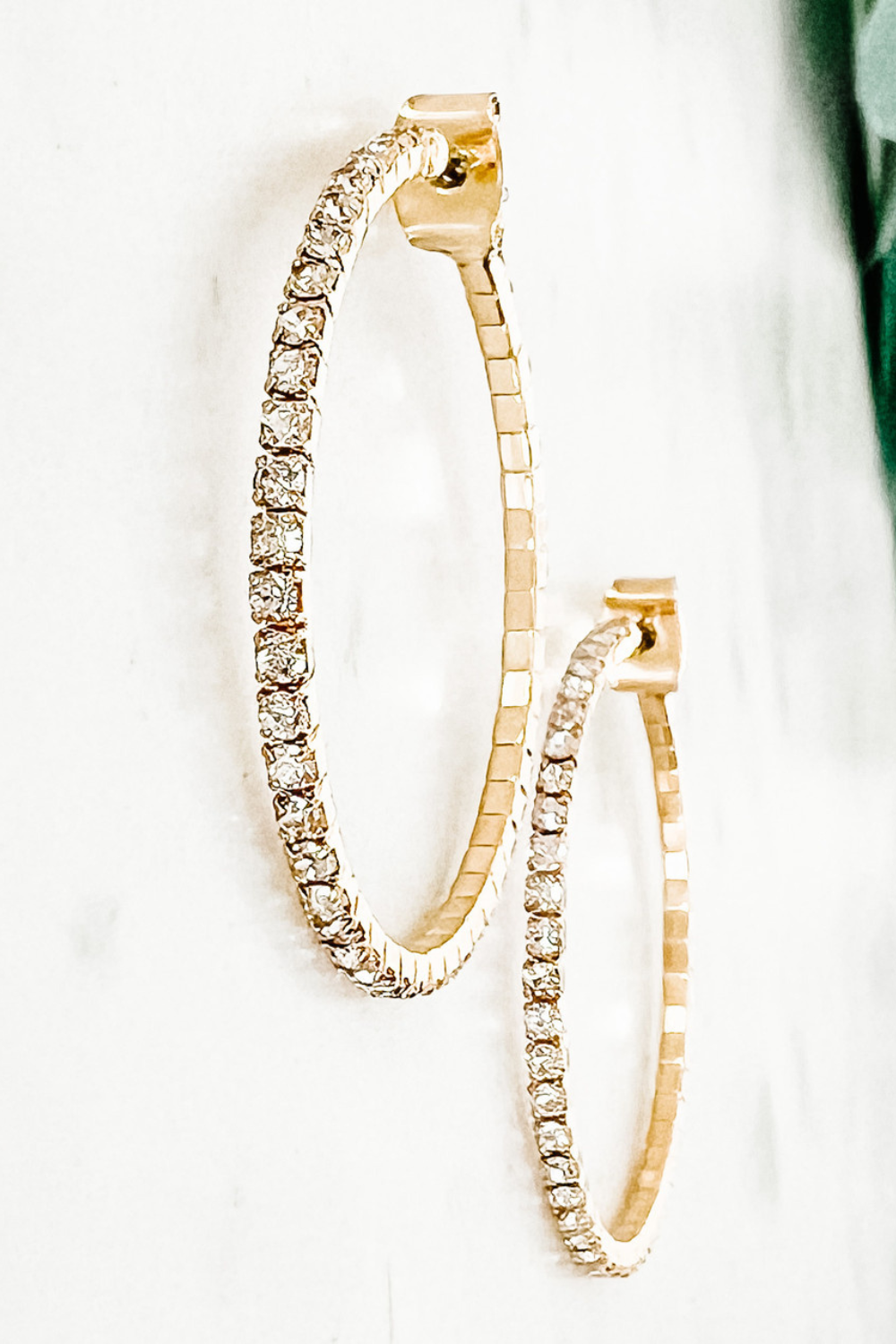 30mm Crystal Wire Hoop Earrings