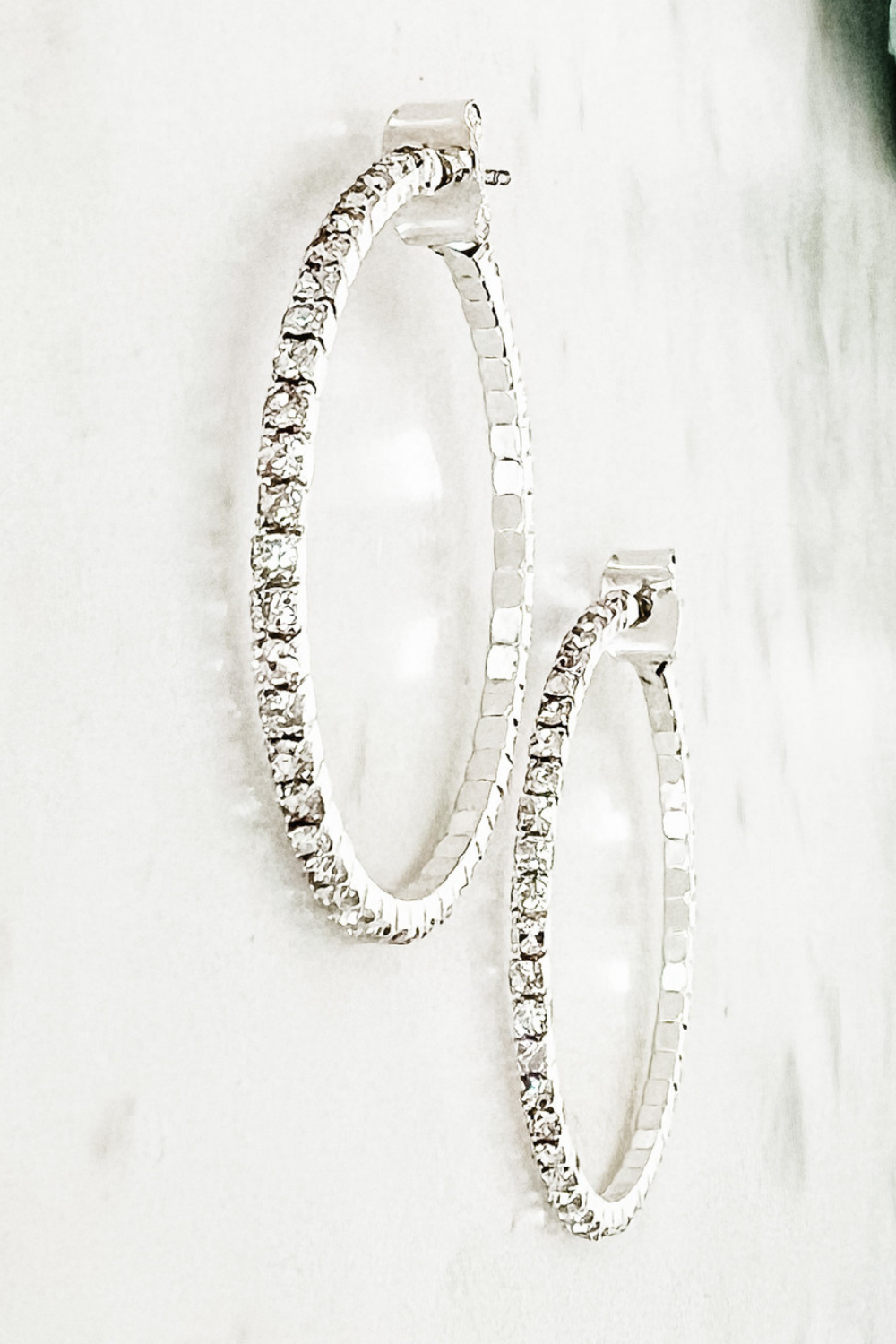 30mm Crystal Wire Hoop Earrings