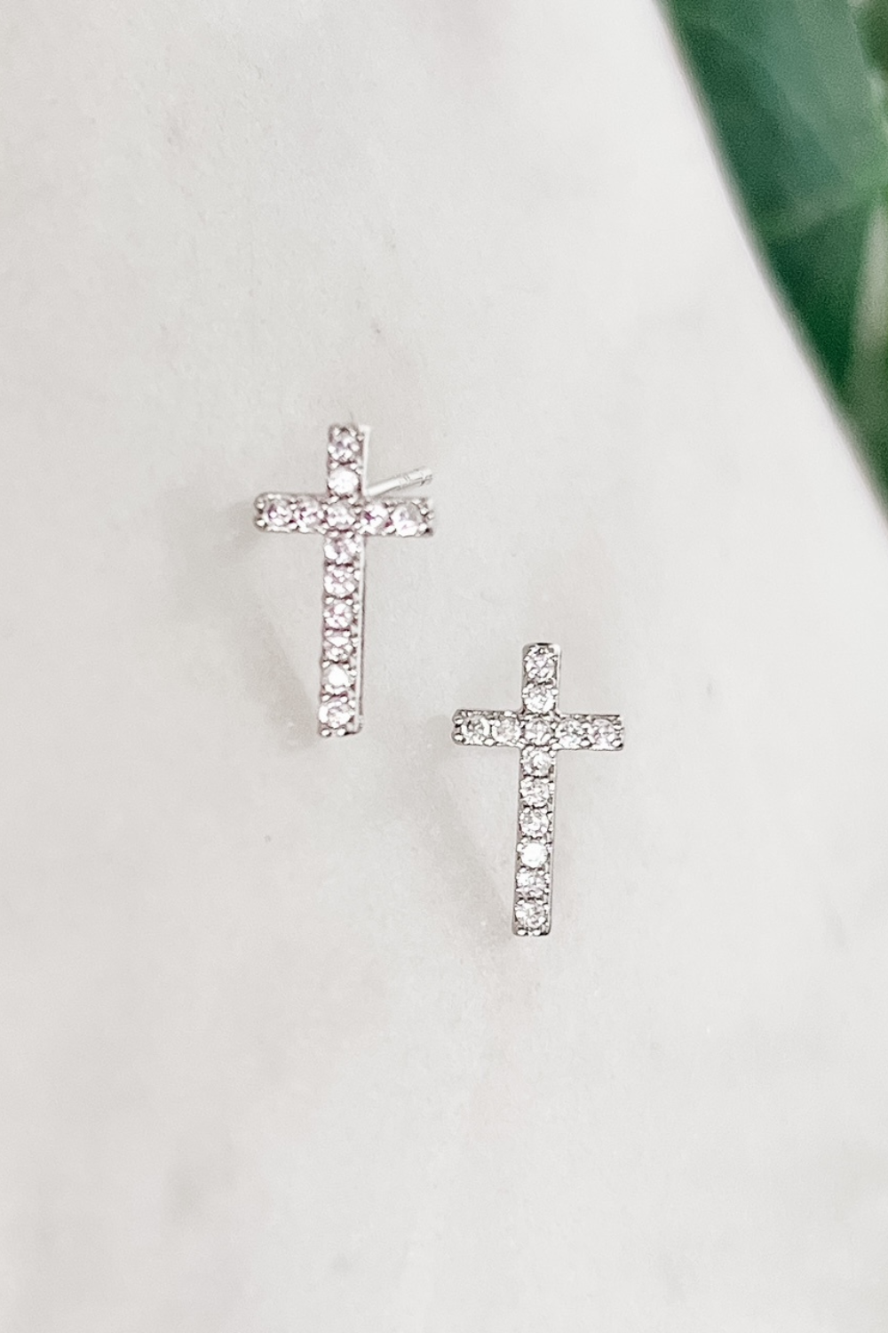 CZ Cross Earrings